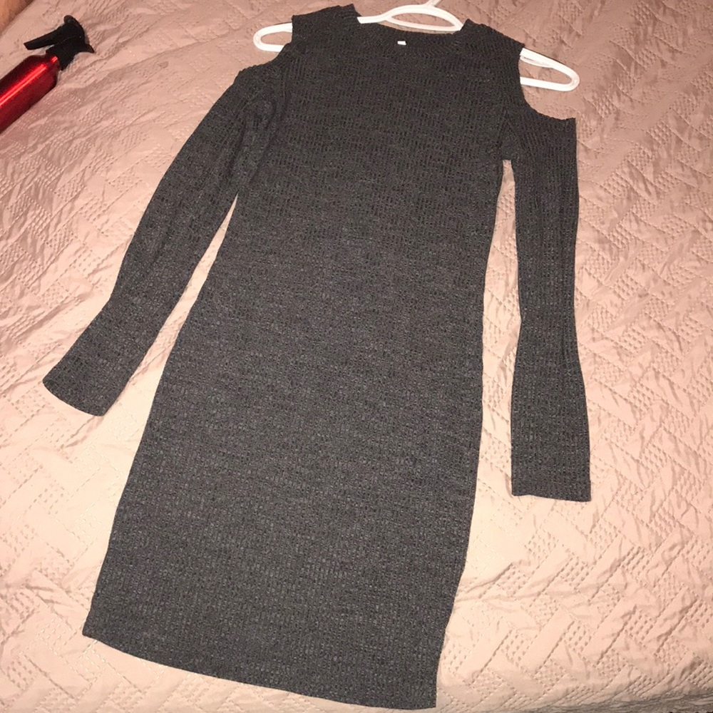 long sleeve shoulderless sweater dress